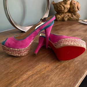 Fucsia Suede Platform Size 38 by L'Estrosa
